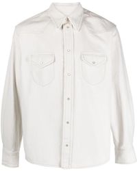 Bally - Camicia in denim bianco con bottoni in madreperla - Lyst
