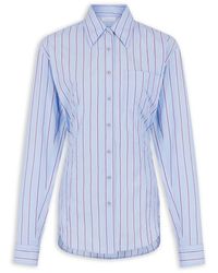 Rabanne - Gestreepte Blouse Van Katoenpoplin - Lyst