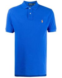Polo Ralph Lauren - Tops ,Blauw ,Katoen Slim Fit Katoen Piqué Polo - Lyst