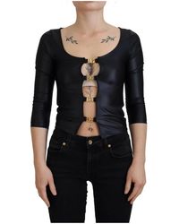 Dolce & Gabbana - Zwarte Stretch Open Borst 3/4 Mouw Top - Lyst