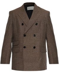 Ami Paris - Jassen ,Bruin ,Katoen Wool Blazer Met Dubbele Split - Lyst