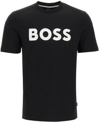 BOSS - T-shirt con stampa del logo e collo a coste - Lyst