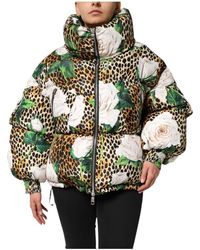 Dolce & Gabbana - Leopard Rose Puffer Quilted Jacket - Lyst