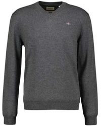 GANT - Truien & Vesten ,Grijs ,V-Hals Truien - Lyst