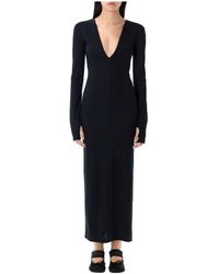 MM6 by Maison Martin Margiela - Elegantes tiefes v-ausschnitt langes kleid - Lyst