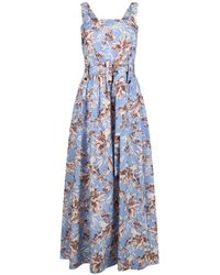 Liu Jo - Kleedjes ,Veelkleurig ,Katoen Lange Poplin Jurk - Lyst