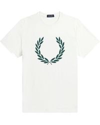 Fred Perry - Tops ,Wit ,Katoen Laurel Wreath Print T-Shirt - Lyst