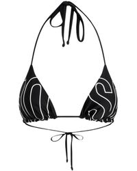 Moschino - Badmode ,Zwart ,Bedrukte Triangel Bikinitop - Lyst