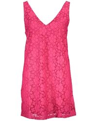 Desigual - Vestido corto de viscosa rosa con detalles en contraste - Lyst
