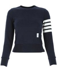 Thom Browne - Hoodies & Sweatvesten ,Blauw ,Katoen Classic Loopback 4-Bar Sweatshirt - Lyst