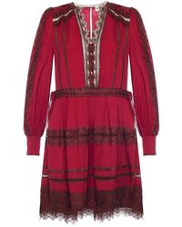 Self-Portrait Long-sleeved Dress - Rood