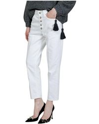Pantalon en jean Jean Dondup en coloris Blanc Femme Vêtements Jeans Jeans coupe droite 