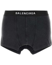 Balenciaga - Ondergoed ,Zwart ,Katoen Branded Tailleband Katoenen Boxer Ondergoed - Lyst