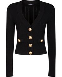 Balmain - Cardigan corto a maglia - Lyst