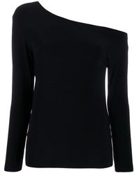 Norma Kamali - Schulterfreie Schwarze T-Shirts Und Polos - Lyst