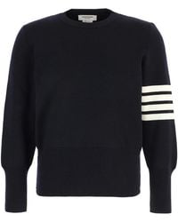 Thom Browne - Truien & Vesten ,Blauw ,Wol Wool 4-Bar Pullover - Lyst