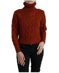 Dolce & Gabbana - Luxuriöser brauner wollrollkragenpullover - Lyst