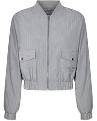 Gaelle Paris - Jassen ,Grijs ,Polyester Jas Met Ritssluiting En Schoudervullingen - Lyst