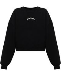 Palm Angels - Hoodies & Sweatvesten ,Zwart ,Katoen Oversized Sweatshirt Van Katoen Met Logo-Opdruk - Lyst
