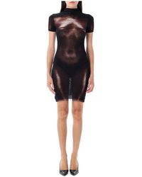 Jean Paul Gaultier - Body Print Mini Kleid Schwarz Braun - Lyst