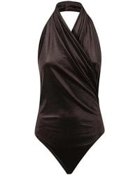 ANDAMANE - Tops ,Bruin ,Polyester Vina Halterneck Bodysuit - Lyst