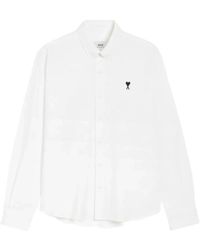 Ami Paris - Overhemden ,Wit ,Katoen De Coeur Oxford Shirt - Lyst
