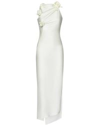 Coperni - Kleedjes ,Wit ,Nylon Asymmetrische Maxi-Jurk Met Bloem - Lyst