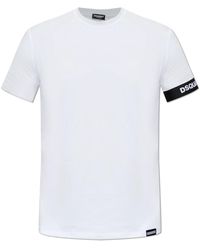 DSquared² - Tops ,Wit ,Katoen Ondergoed T-Shirt Met Een Ronde Hals - Lyst