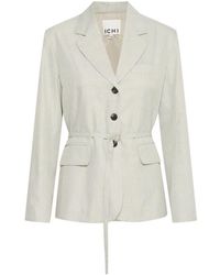 Ichi - Jassen ,Wit ,Polyester Elegant London Fog Melange Blazer - Lyst
