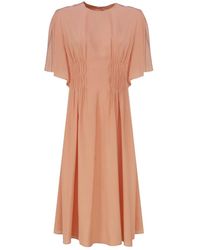 Chloé - Kleedjes ,Roze ,Roze Zijden Jurk Onder De Knie - Lyst