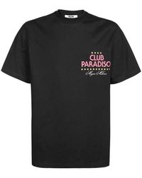MSGM - Tops ,Zwart ,Katoen Bedrukt Katoenen T-Shirt - Lyst