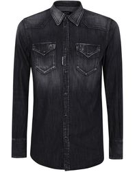 DSquared² - Overhemden ,Zwart ,Katoen Klassiek Western Overhemd - Lyst