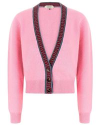 Versace - Truien & Vesten ,Roze ,Wol A89094 A237534 1P590 Cardigan - Lyst