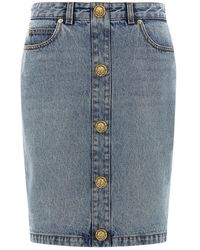 Balmain - Denim Skirts - Lyst