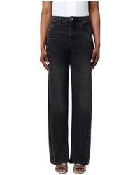 Patrizia Pepe - Wide Leg Jeans Mit Strass-Detail - Lyst