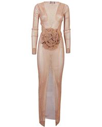 Santa Brands - Bloemen V-Hals Lange Mouw Jurk - Lyst