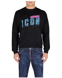 DSquared² - Pixelated Logo Zwart Katoenen Sweatshirt - Lyst