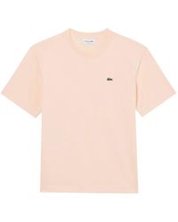 Lacoste - Tops ,Roze ,Katoen Soft Cotton Relaxed Fit T-Shirt - Lyst