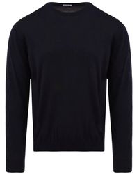Malo - Truien & Vesten ,Blauw ,Wol Rondgebreide Trui - Lyst