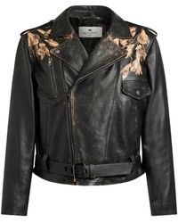 Etro - Leren Jas Met Luipaardprint - Lyst
