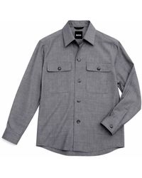 HUGO - Overhemden ,Grijs ,Wol P-Carper-Os-Wg-262 Overshirt - Lyst