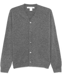 Comme des Garçons - Truien & Vesten ,Grijs ,Wol Grijze V-Hals Vest Met Knoopsluiting - Lyst