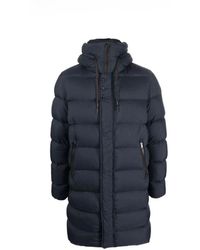 Herno - Blauwe Gewatteerde Jas Met Capuchon - Lyst
