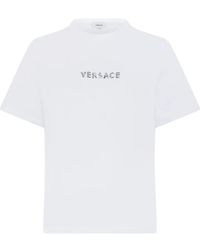 Versace - Tops ,Wit ,Katoen Wit Logo Katoenen T-Shirt - Lyst