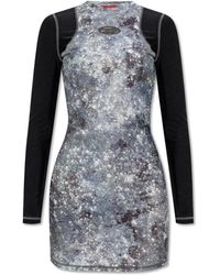 DIESEL - Kleedjes ,Grijs ,Leer D-Vanne Abito Jurk - Lyst