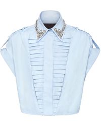 Philipp Plein - Mouwloze Katoenen Poplin Cropped Shirt - Lyst