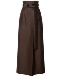 Alberta Ferretti - Brauner Wollseidenrock Eleganter Stil - Lyst