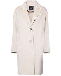 Pinko - Jassen ,Witte Stoffen Jas Twee Knoopsluiting - Lyst