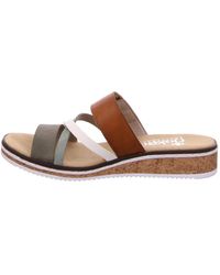 Rieker - Schoenen ,Veelkleurig ,Leer Comfortabele Sleehak Sandalen - Lyst