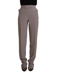 Armani - Brown High Waist Silk Tapered Long Pants - Lyst